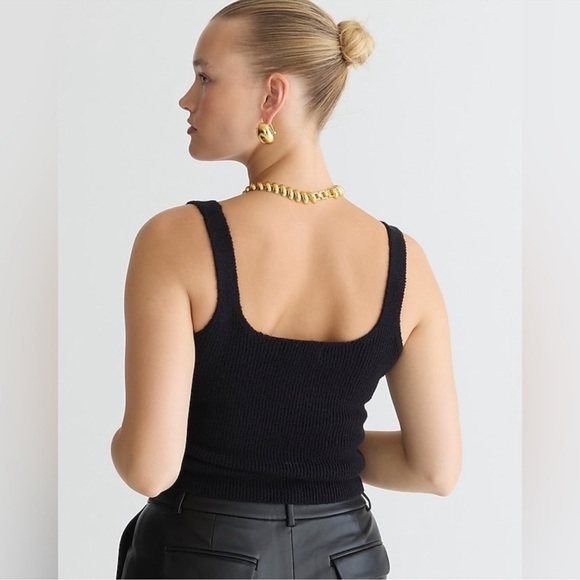 J. Crew Supersoft cropped cable-knit sweater-tank set in Black - Picture 5 of 9